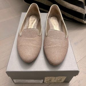 Alexander McQueen gold glitter flats size 37 .5